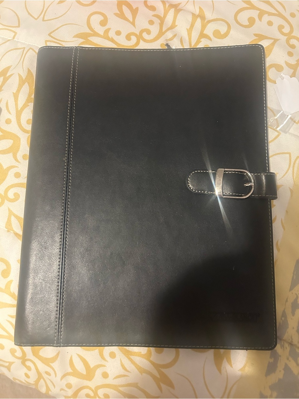 At-a-Glance Black Leather Portfolio Folio with Buckle Closure